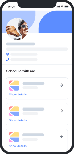 Pagină de rezervări personalizată Planifico pe mobil