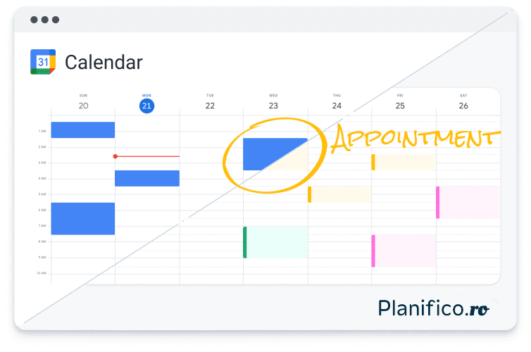 Sincronizare bidirectională Google Calendar cu Planifico